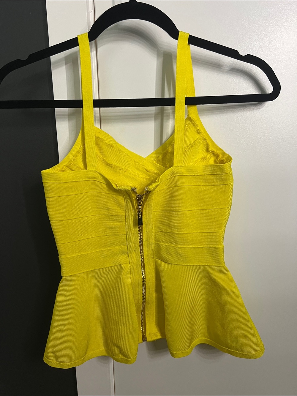 Yellow Peplum Zip-Front Camisole